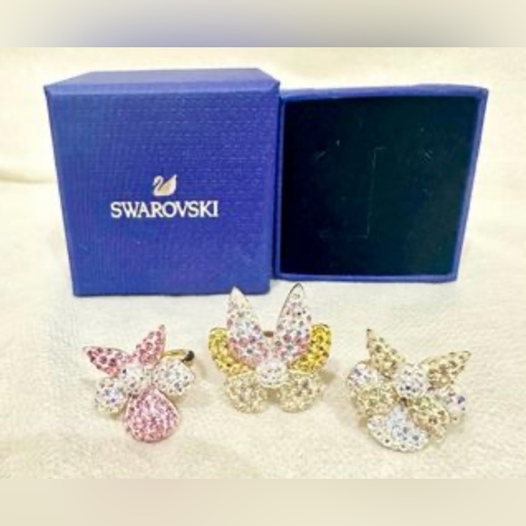 3 Swarovski Light Orchid Butterfly Rings | Swan Signed | New | Rare/Retired - Picture 7 of 14